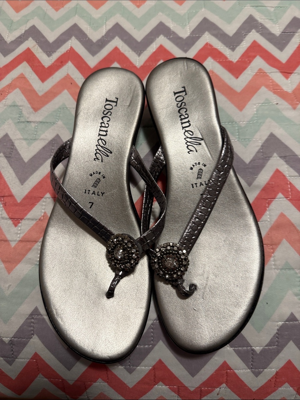 Silver sandals rhinestone- made in Italy